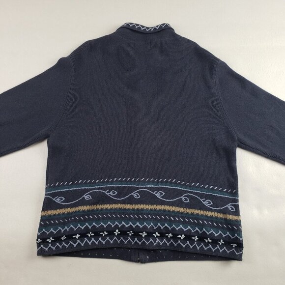 Vintage Woolrich Embroidered Sweater Women Large Blue Full Zip Cardigan Grandma - Picture 6 of 12